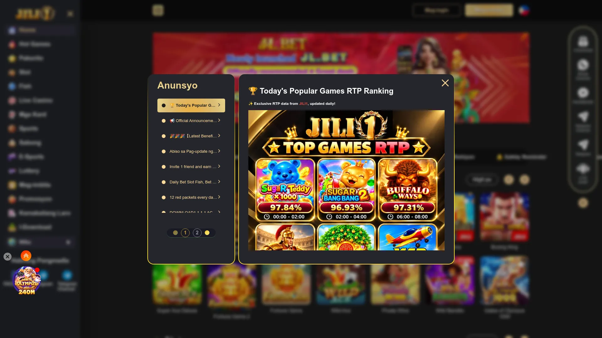Jili Casino desktop view